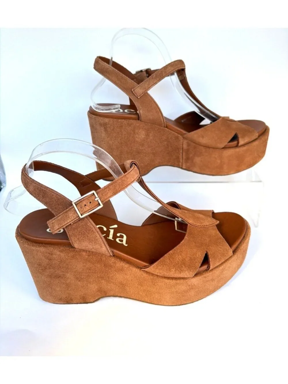 Pedro Garcia Domiel Spice Castoro Brown Platforms Suede Leather Sandals Size 41